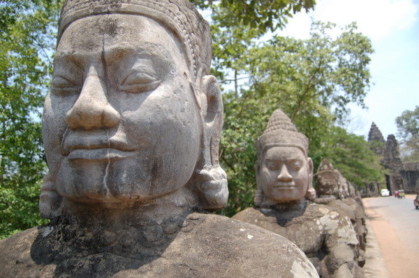 Gods at the south gate to Angkor Thom